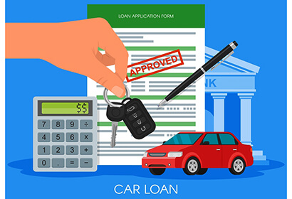 Car loan contract for leasing automotive, hand holding keys next to a calculator, zcarlease